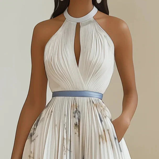 Jéssica - Cremefarbenes Festkleid mit Blütenmuster