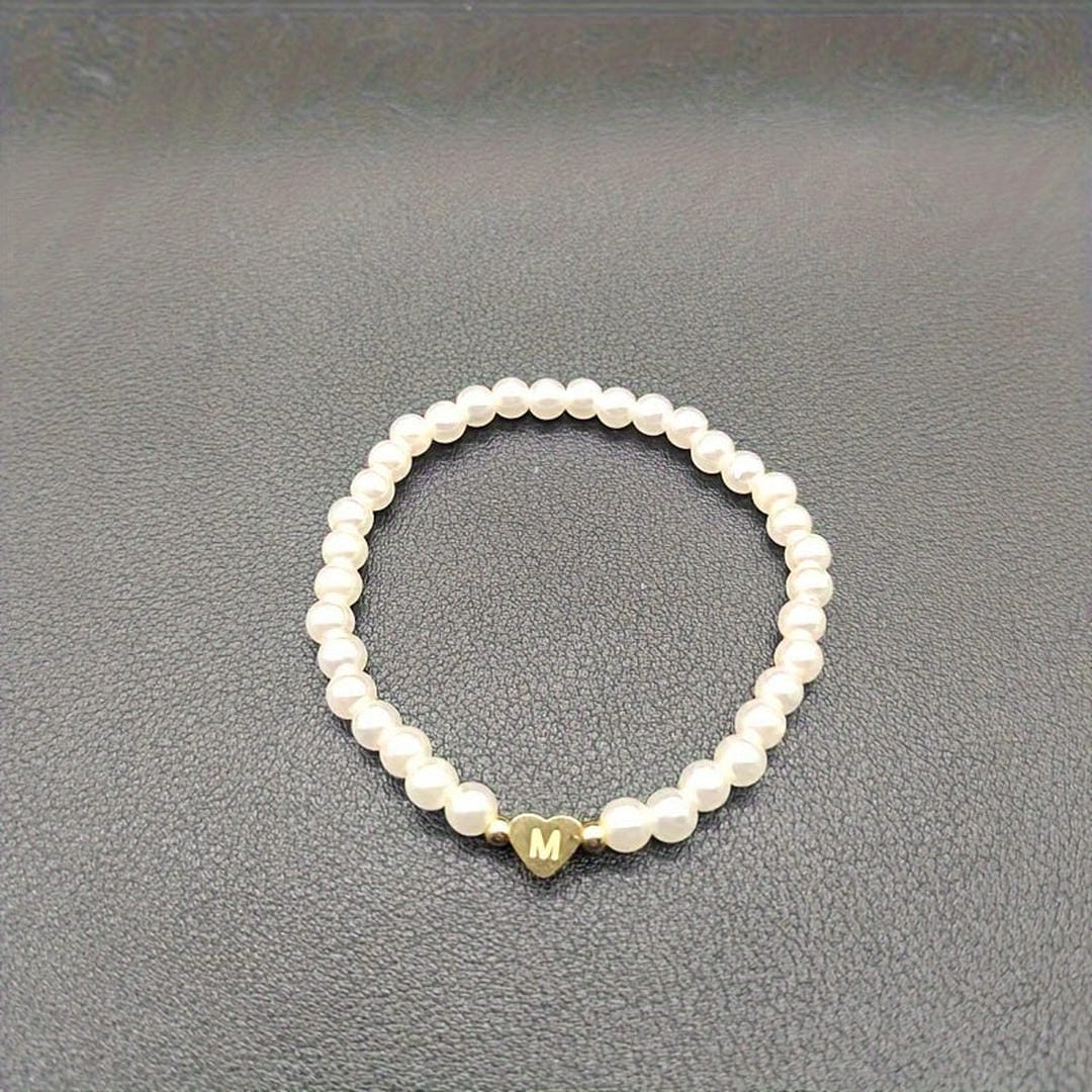Pearl Beaded Bracelet Laoise with Heart Initial