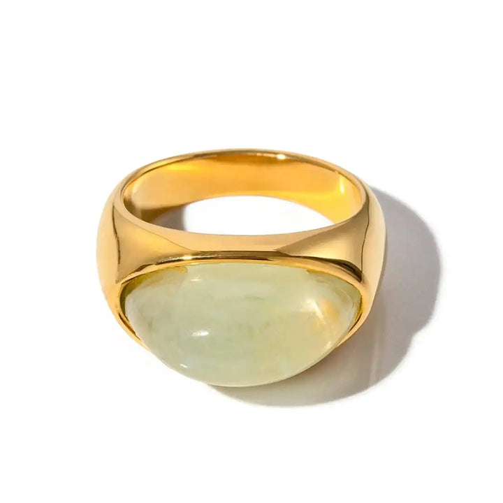 Silver & Gold Ring Muirne with Green Stone