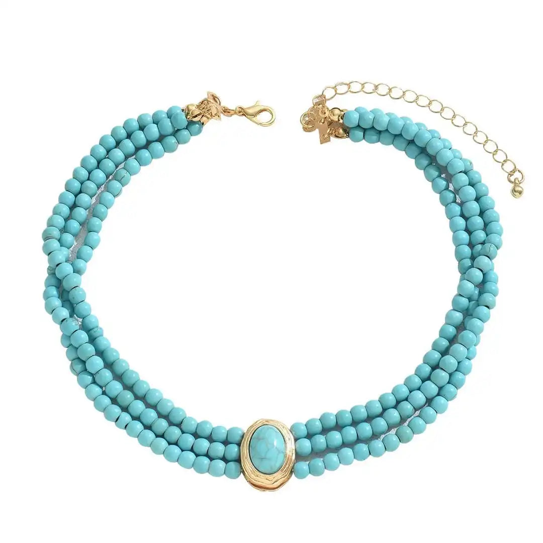 Turquoise Beaded Choker Sadhbh with Gold Centre