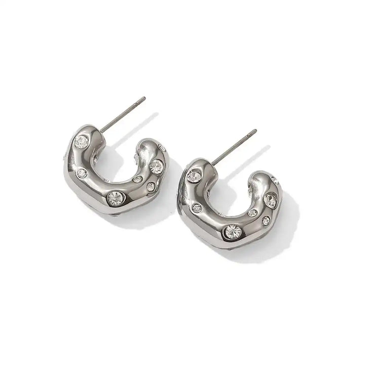 Gold Hoop Earrings Clíodhna with Pearls and Crystals
