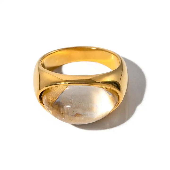 Silver & Gold Ring Muirne with Green Stone