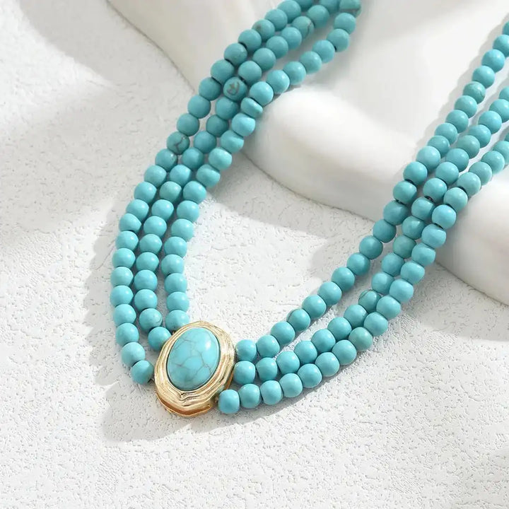 Turquoise Beaded Choker Sadhbh with Gold Centre