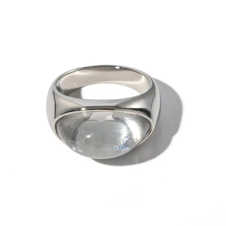 Silver & Gold Ring Muirne with Green Stone