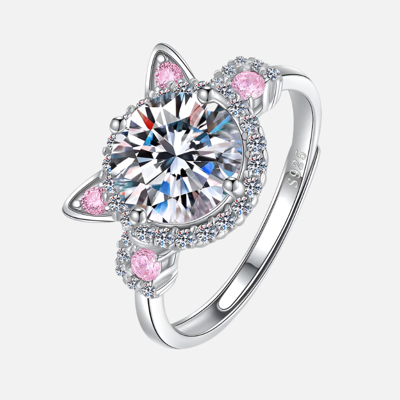 Silver Cat Ring Íde with Cubic Zirconia