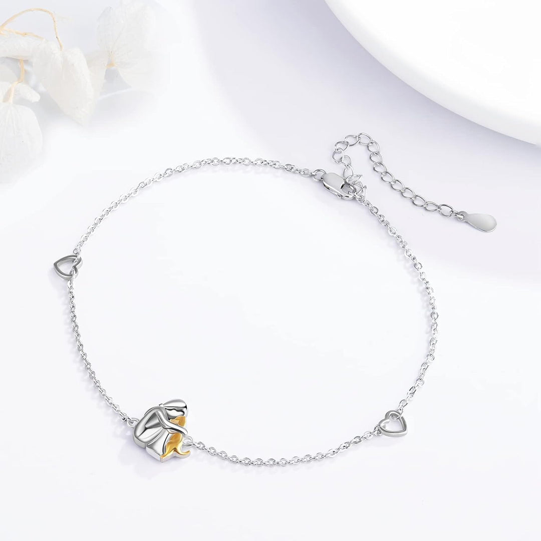 Gold & Silver Chain Bracelet Bríd with Person and Dog
