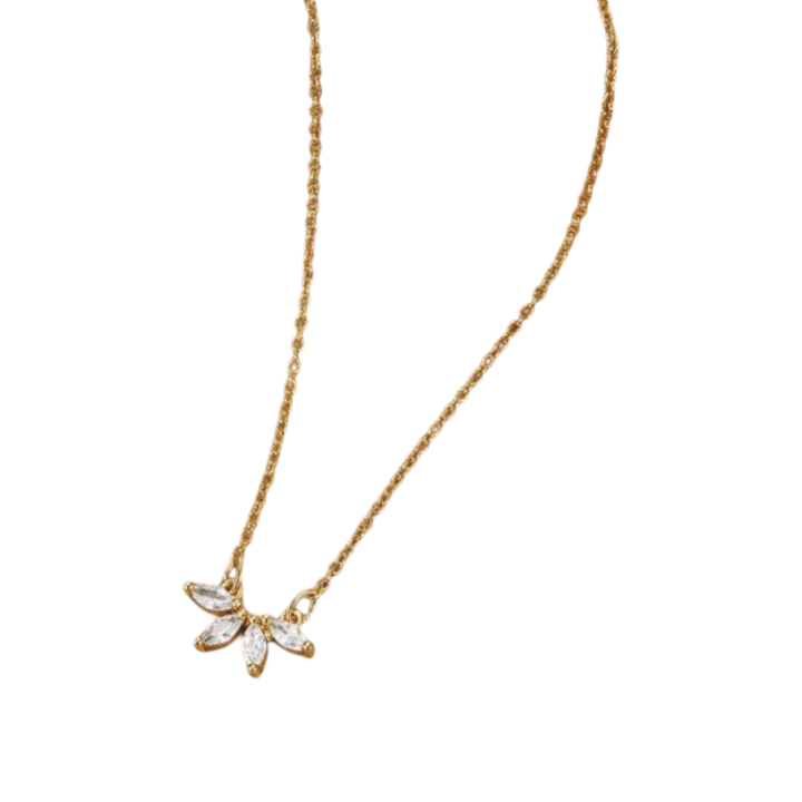 Gold Necklace Méadhbh with Crystal Leaves
