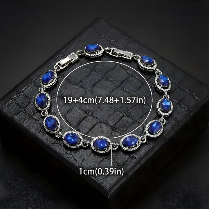 Silver Tennis Bracelet Deirdre with Sapphire Stones