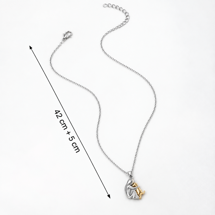 Gold & Silver Necklace Béibhinn with Woman and Dog