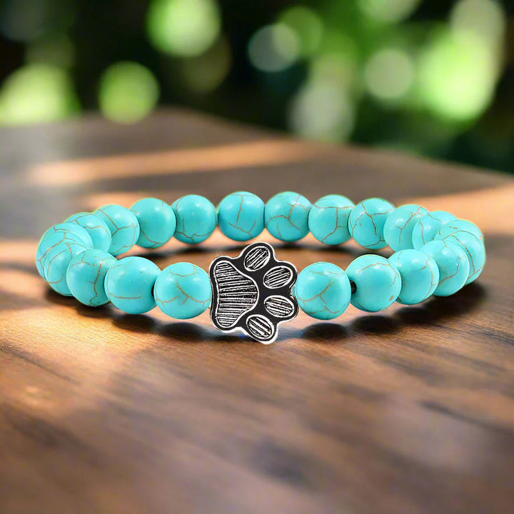 Turquoise Beaded Bracelet Riona with Paw Print