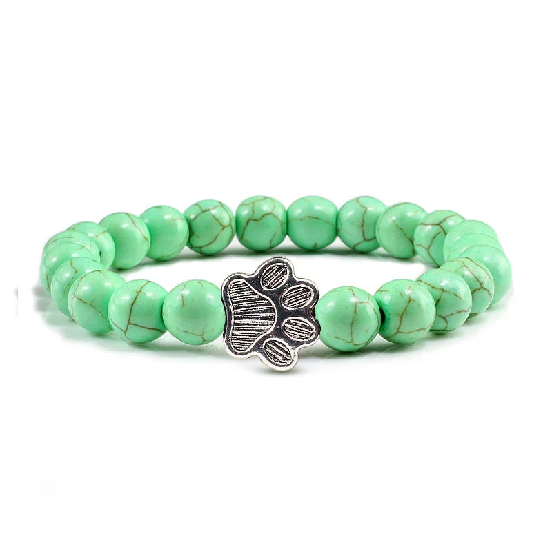 Turquoise Beaded Bracelet Riona with Paw Print