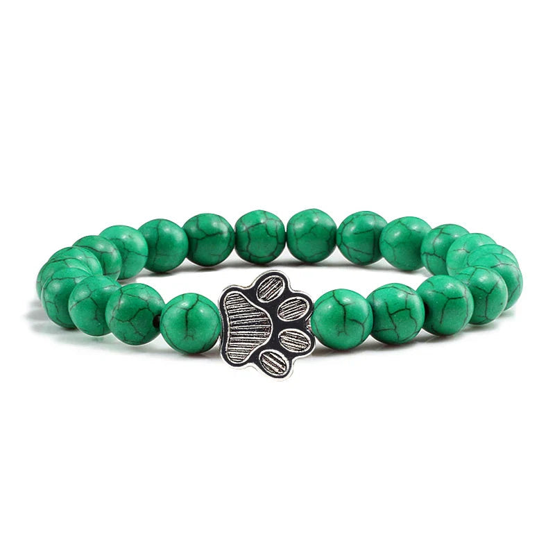 Turquoise Beaded Bracelet Riona with Paw Print
