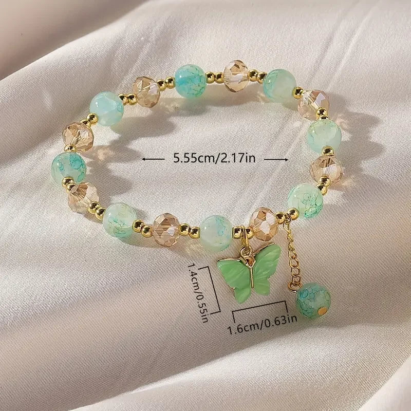 Gold Beaded Bracelet Áine with Butterfly