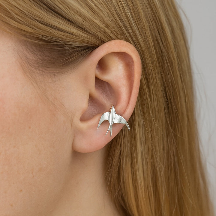 Silver Ear Cuff Laoise with Swallow Motif