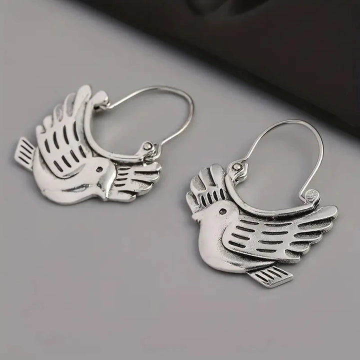 Silver Hoop Earrings Clíodhna with Dove Motif