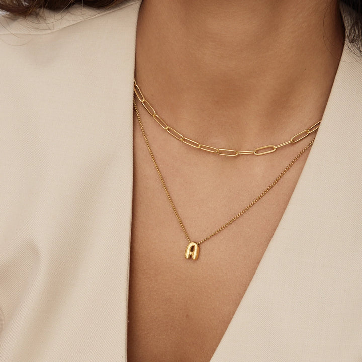 Bubble Initial Charm Necklace