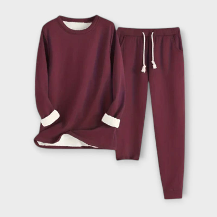Mia - Schwarzes Thermo-Fleece-Set