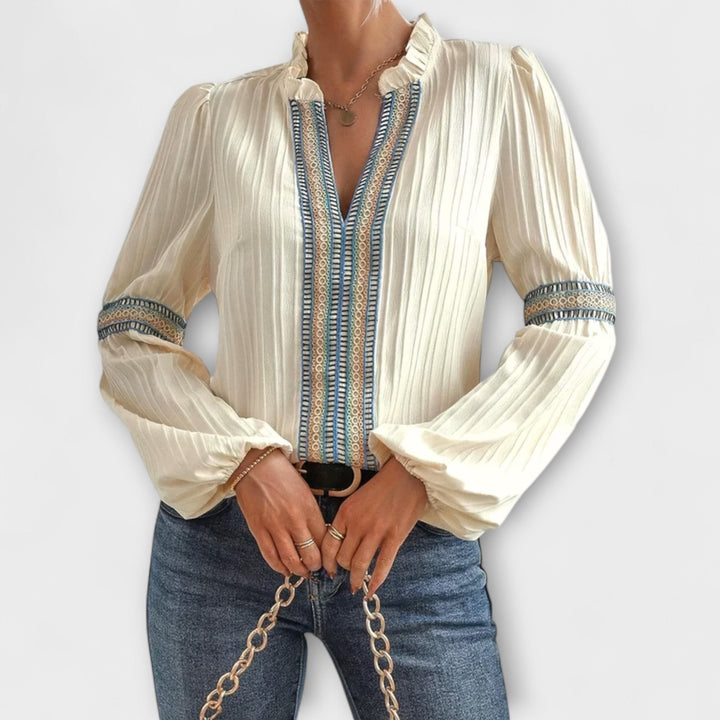 Renelle - Cremefarbenes klassisches Vintage-Shirt