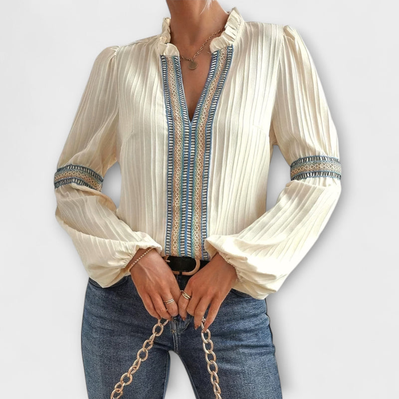 Renelle - Cremefarbenes klassisches Vintage-Shirt