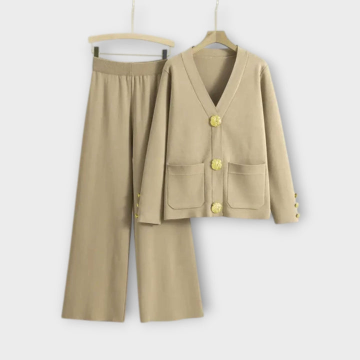 Angela - Cremefarbenes elegantes Set mit Cardigan