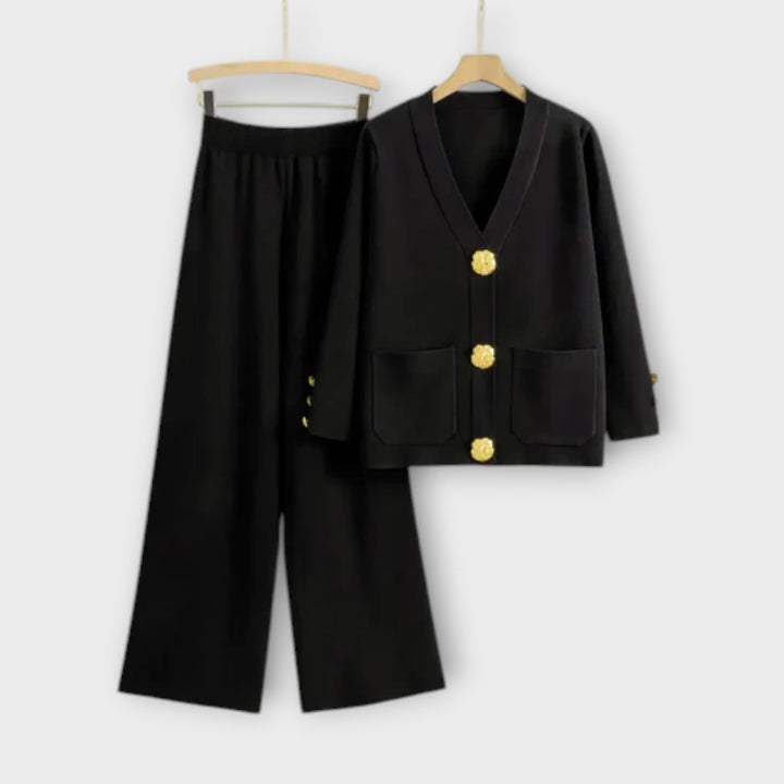 Angela - Cremefarbenes elegantes Set mit Cardigan