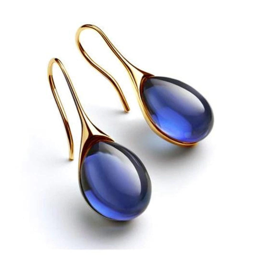 Gold Drop Earrings Aoife with Aquamarine