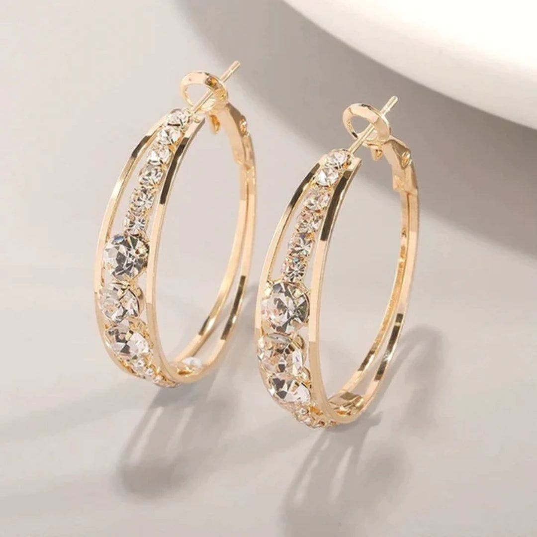 Gold Hoop Earrings Saoirse with Crystals