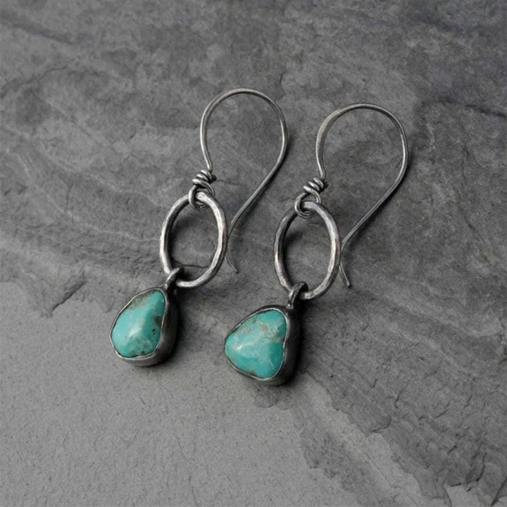 Silver Drop Earrings Clíodhna with Turquoise