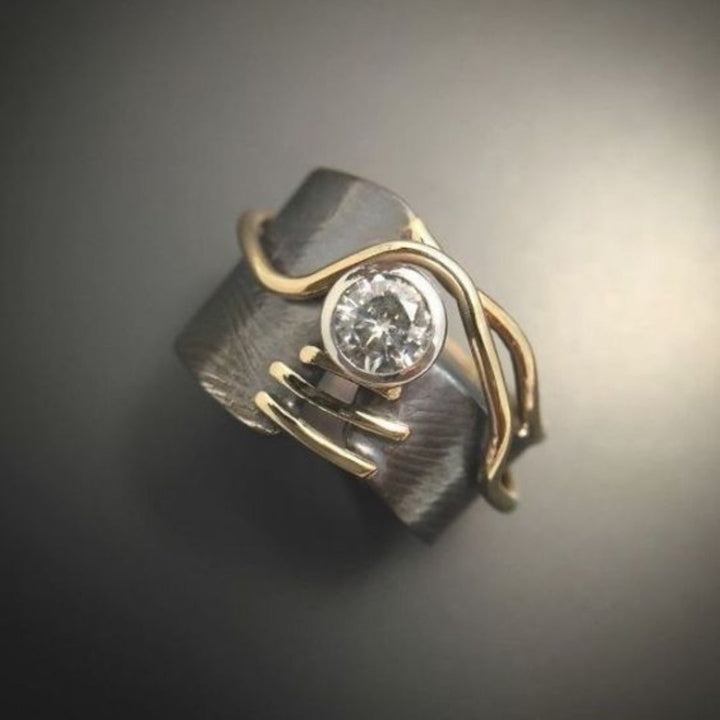 Gold & Silver Ring Aoife with Crystal