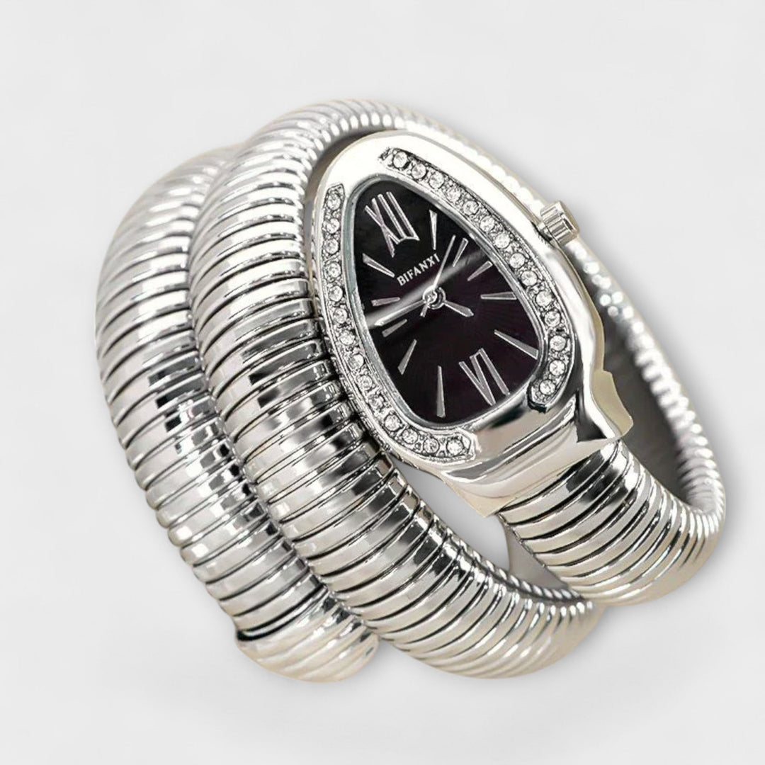 Gold Snake Watch Áine with Crystal Bezel
