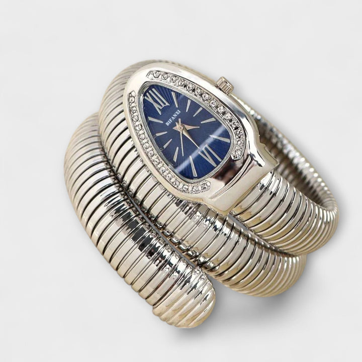 Gold Snake Watch Áine with Crystal Bezel