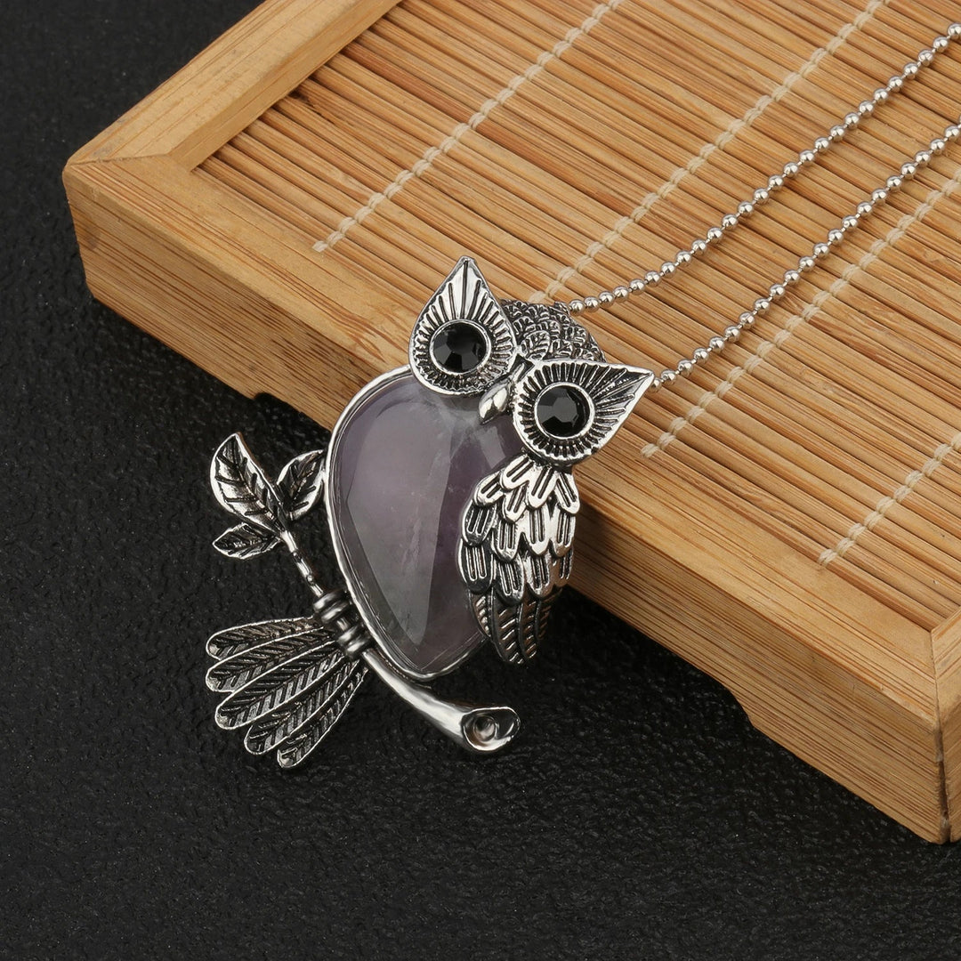 Silver Necklace Siobhán with Amethyst Owl