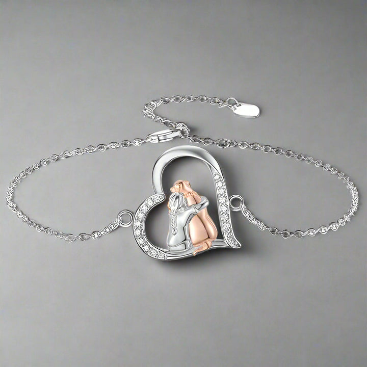 Silver & Rose Gold Necklace with Girl and Dog Motif