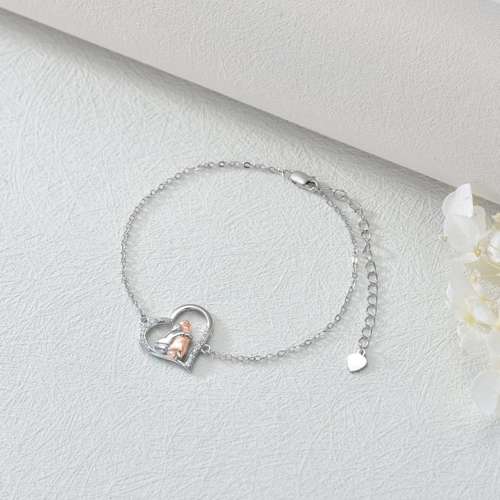 Silver & Rose Gold Necklace with Girl and Dog Motif