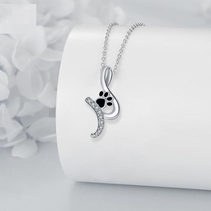 Silver Necklace Bláthnaid with Paw Print