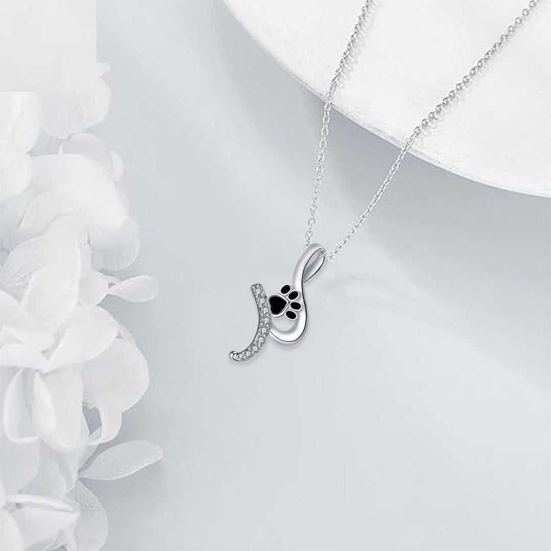 Silver Necklace Bláthnaid with Paw Print