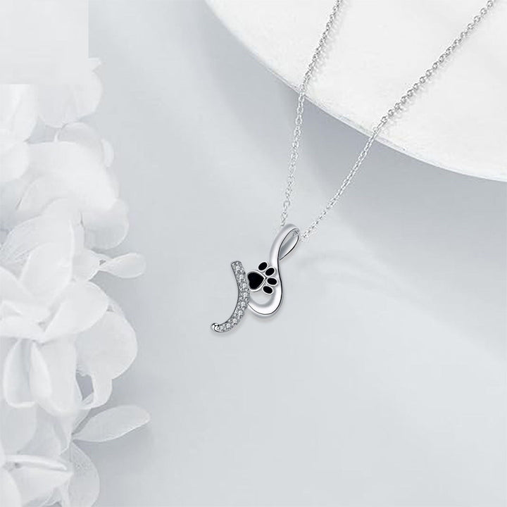 Silver Necklace Bláthnaid with Paw Print