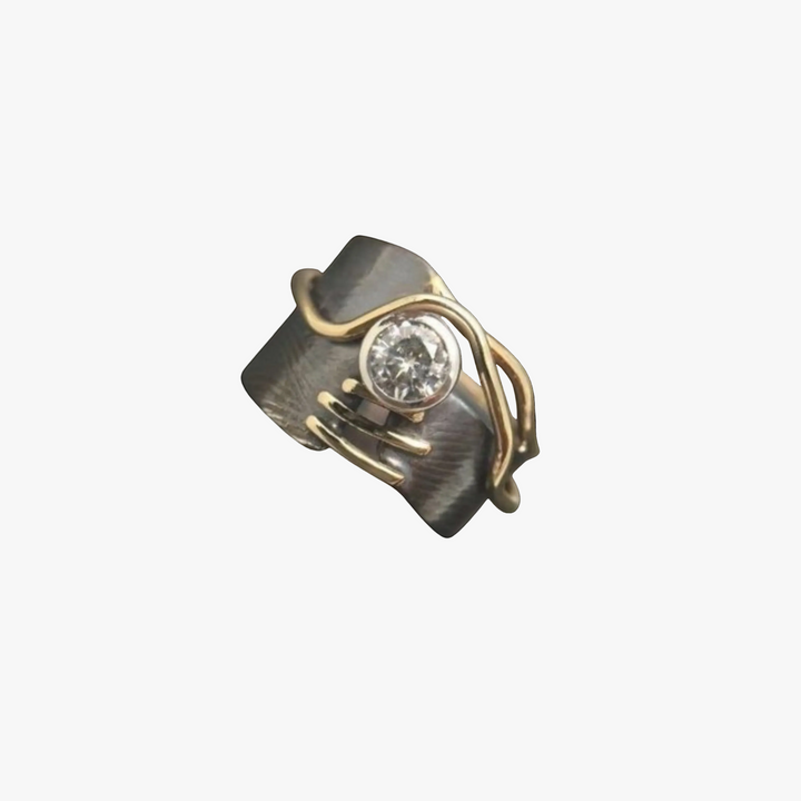 Gold & Silver Ring Aoife with Crystal