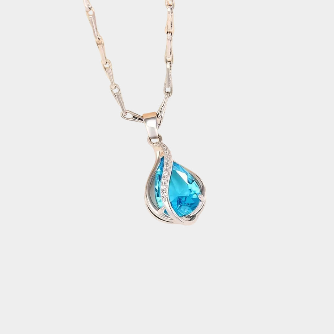 Silver Necklace Bríd with Blue Topaz