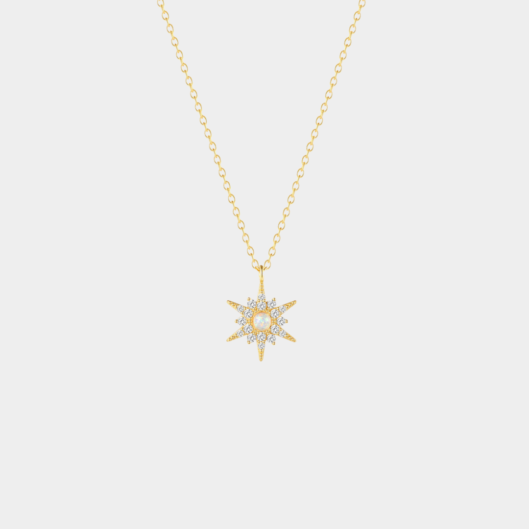 Gold Starburst Necklace Aisling with Pearl