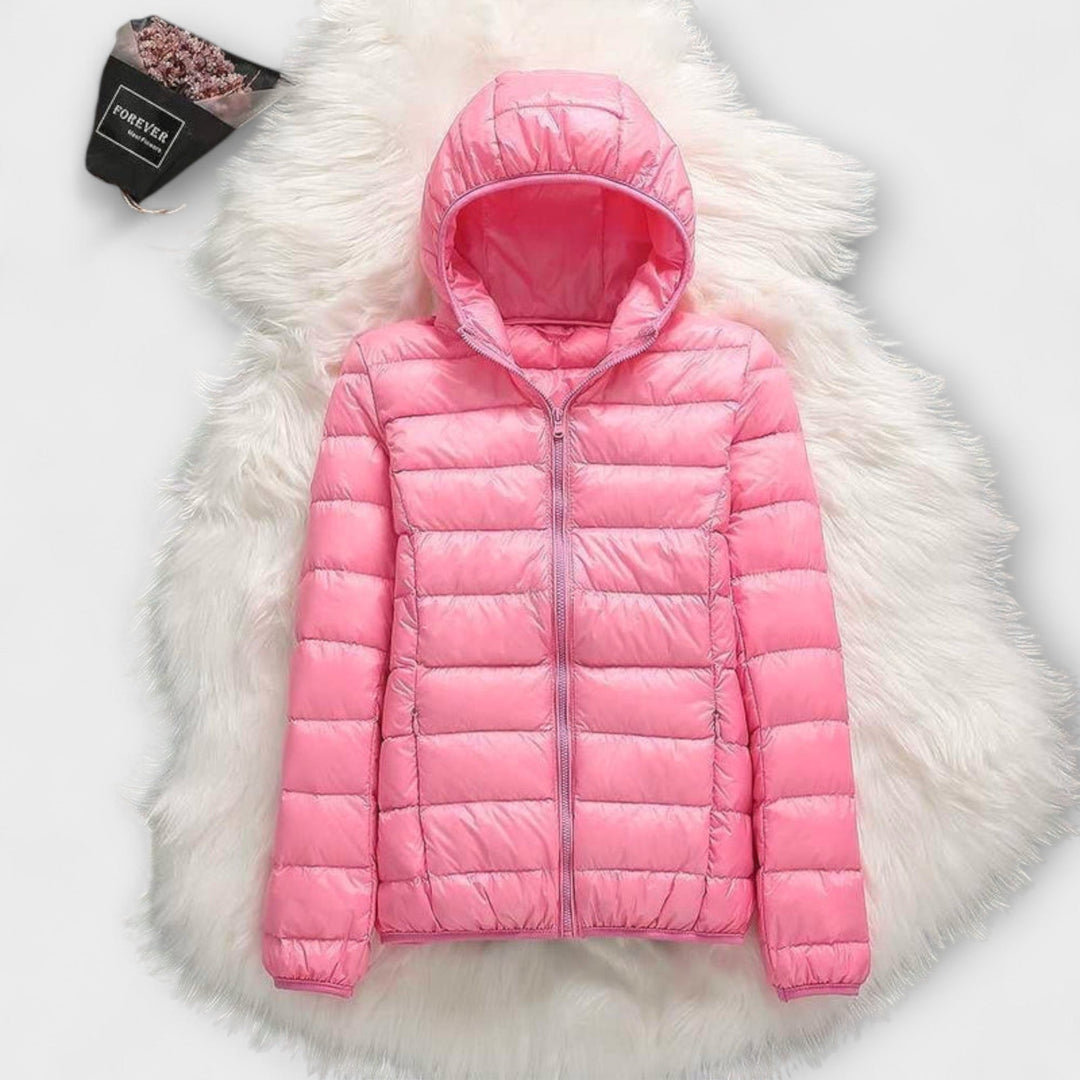 Manuela - Altrosa Winterjacke mit Kapuze