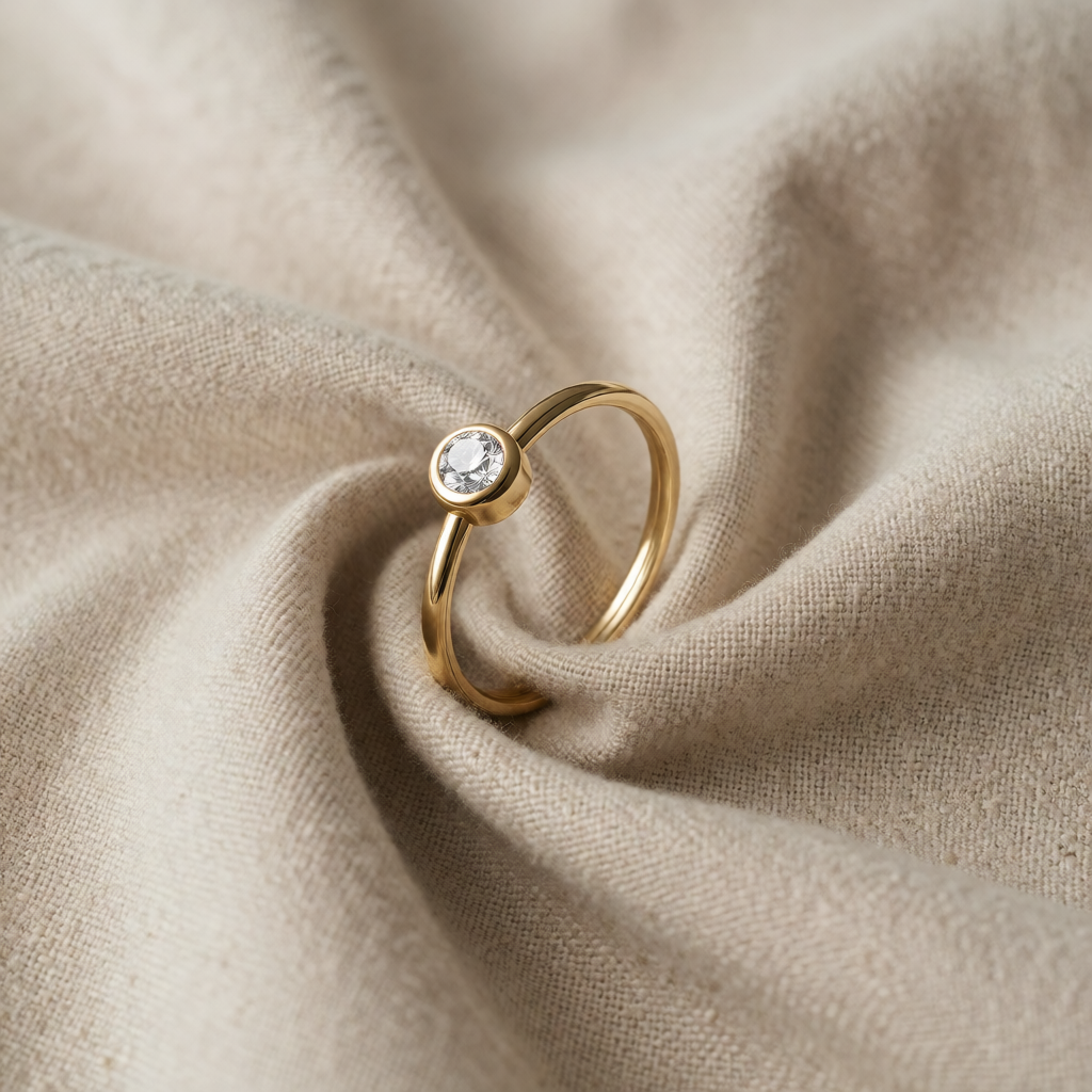 Gold Solitaire Ring Aoife with Zirconia