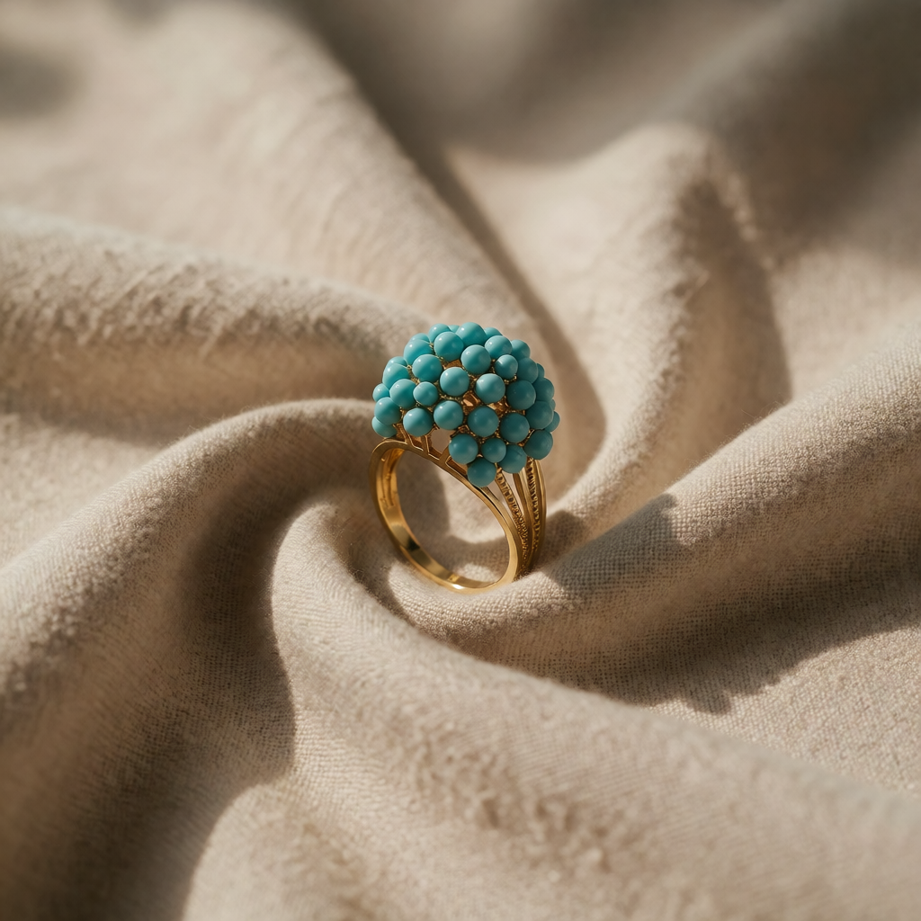 Gold Bohemian Ring Muirne with Turquoise