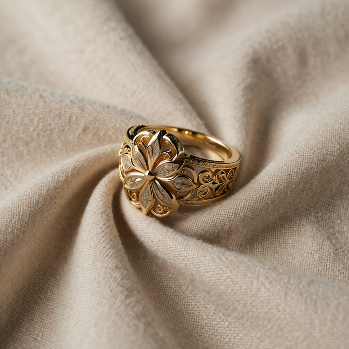 Gold Ring Bláthnaid with Floral Motif