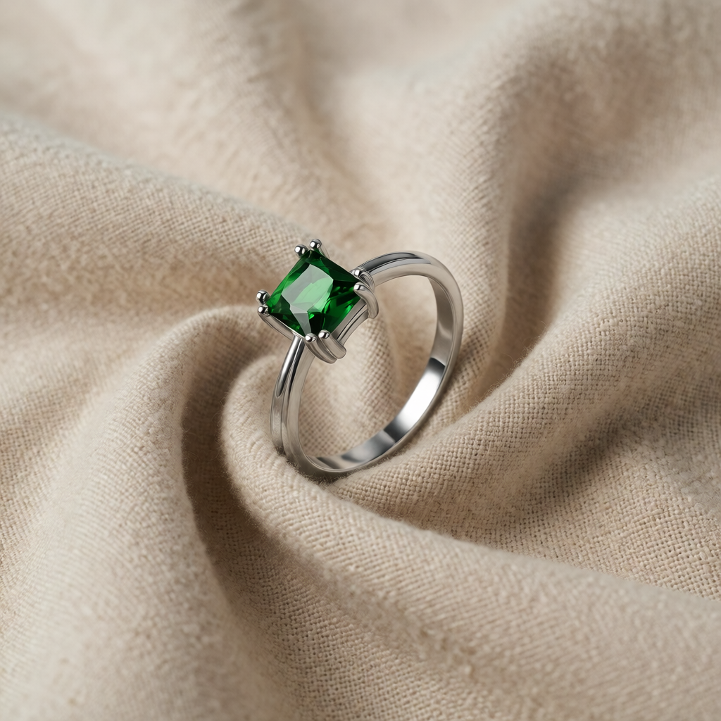 Silver Ring Éabha with Emerald