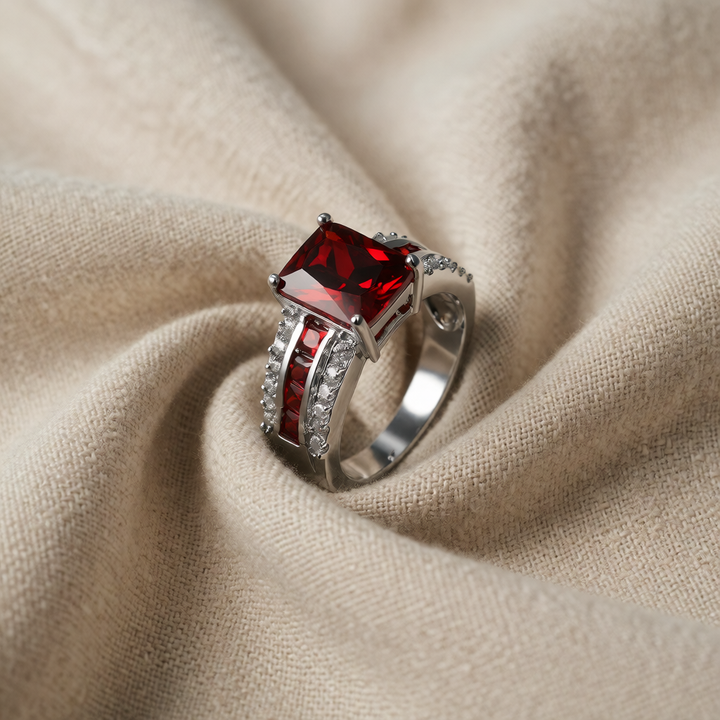 Silver Ring Eabha with Ruby