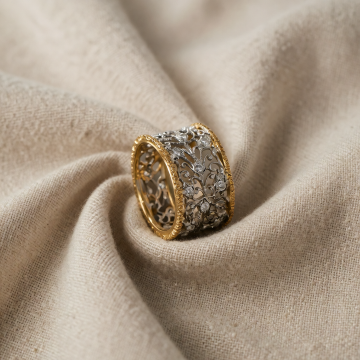 Gold & Silver Ring Méabh with Zirconia