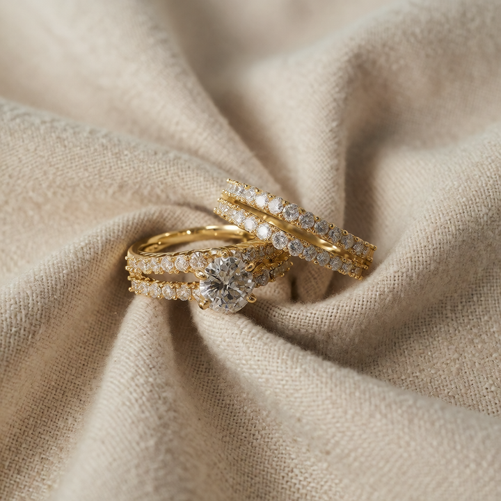 Gold Ring Set Saoirse with Crystals
