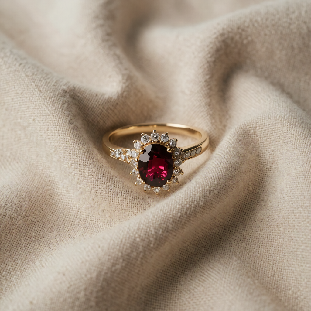 Gold Ring Áine with Ruby