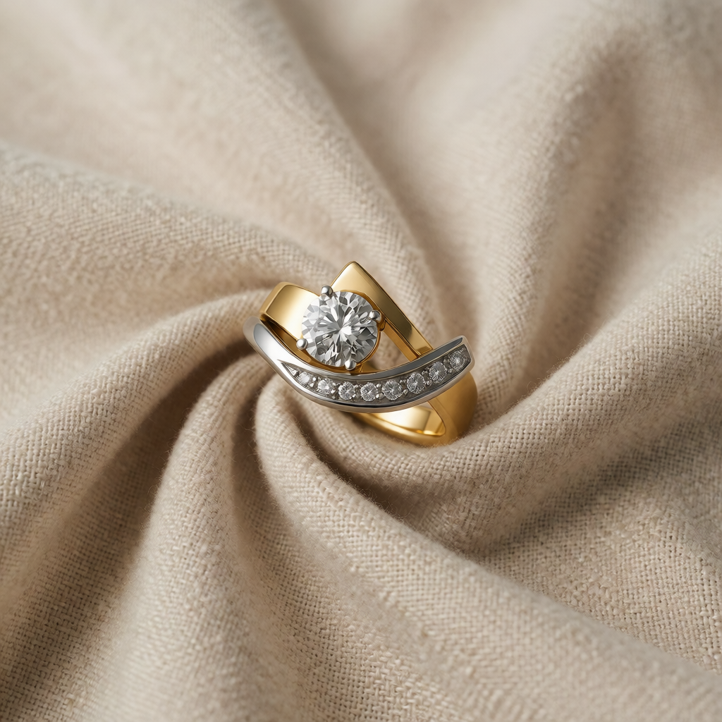 Gold & Silver Ring Méabh with Crystal